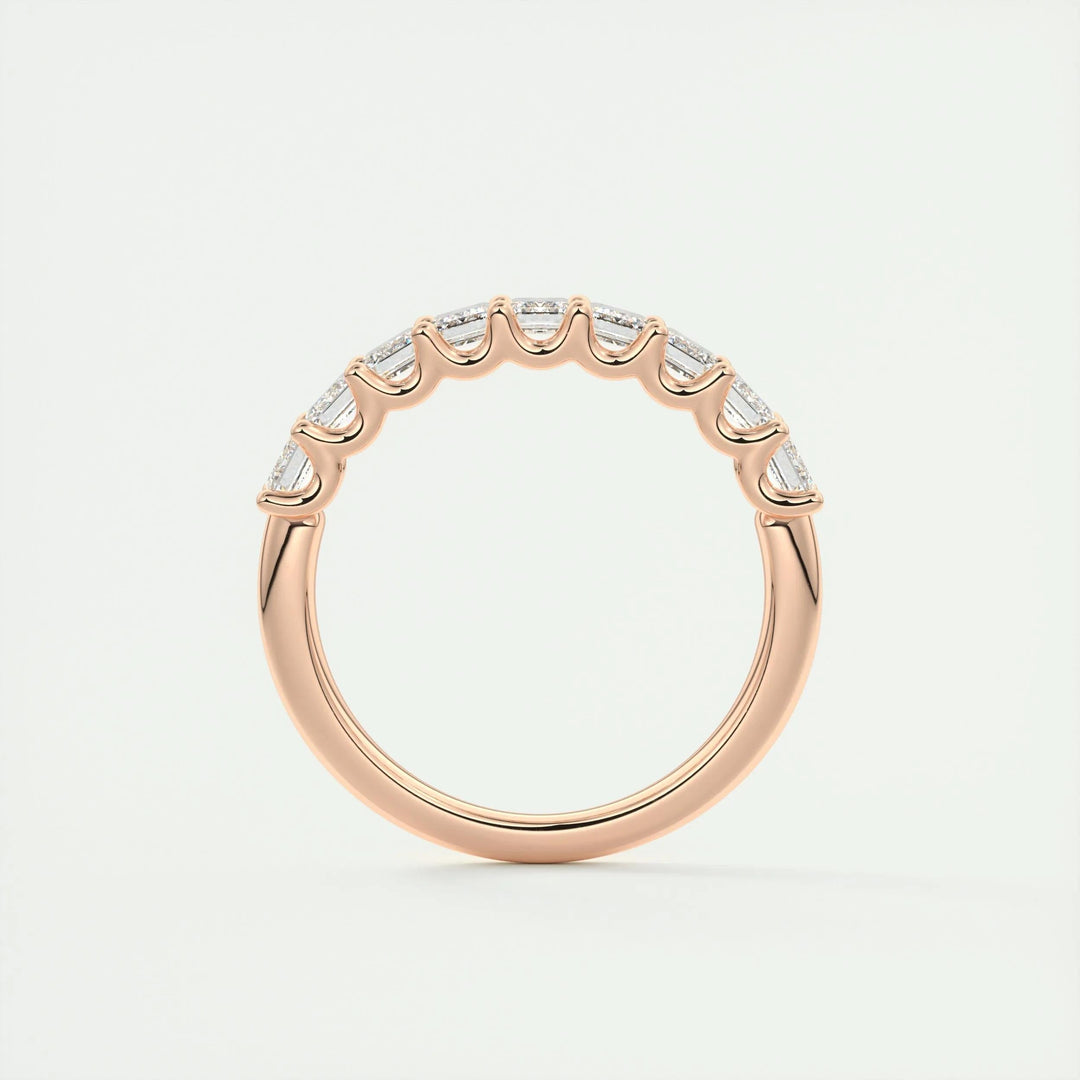 Moissanite 2.60 CT Emerald Cut Diamond Avant Garde Wedding Band