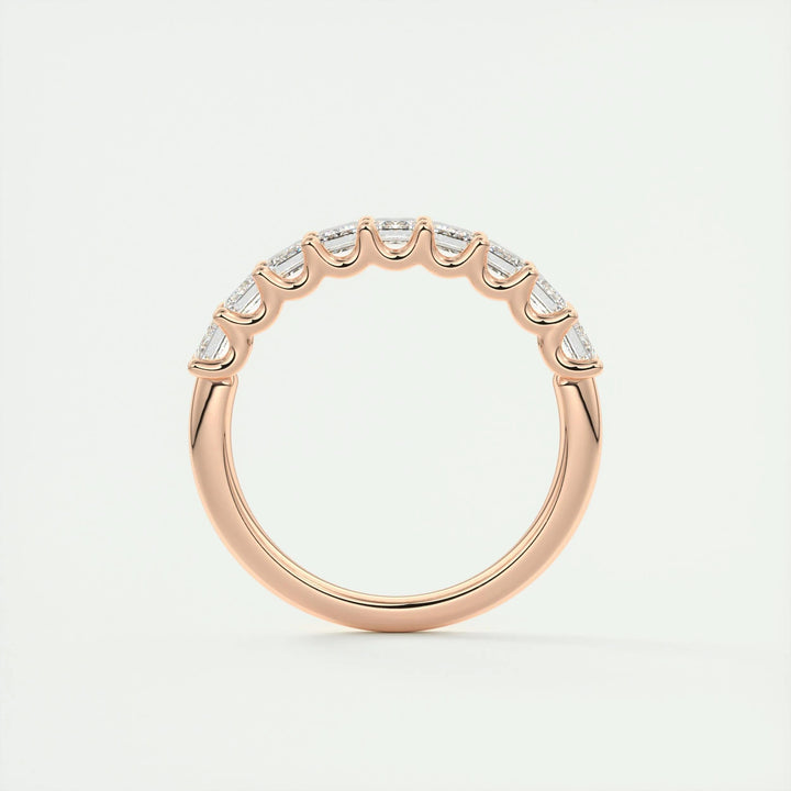 Moissanite 2.60 CT Emerald Cut Diamond Avant Garde Wedding Band