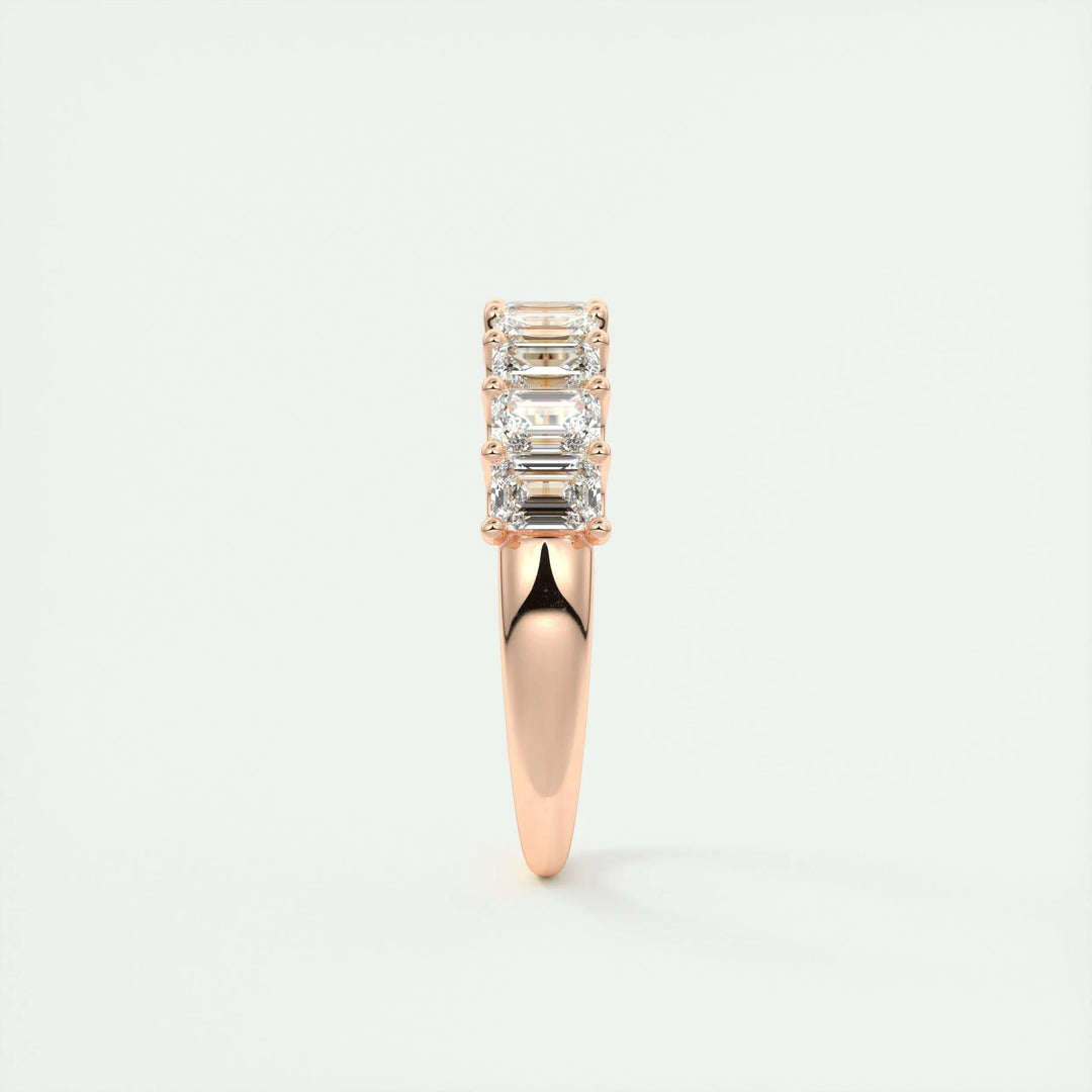 Moissanite 2.60 CT Emerald Cut Diamond Avant Garde Wedding Band