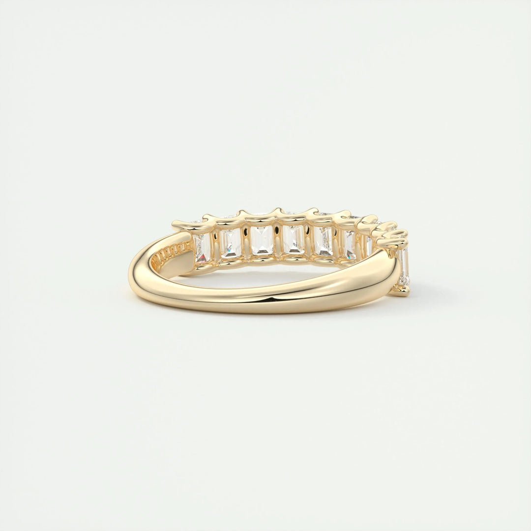 Moissanite 2.60 CT Emerald Cut Diamond Avant Garde Wedding Band