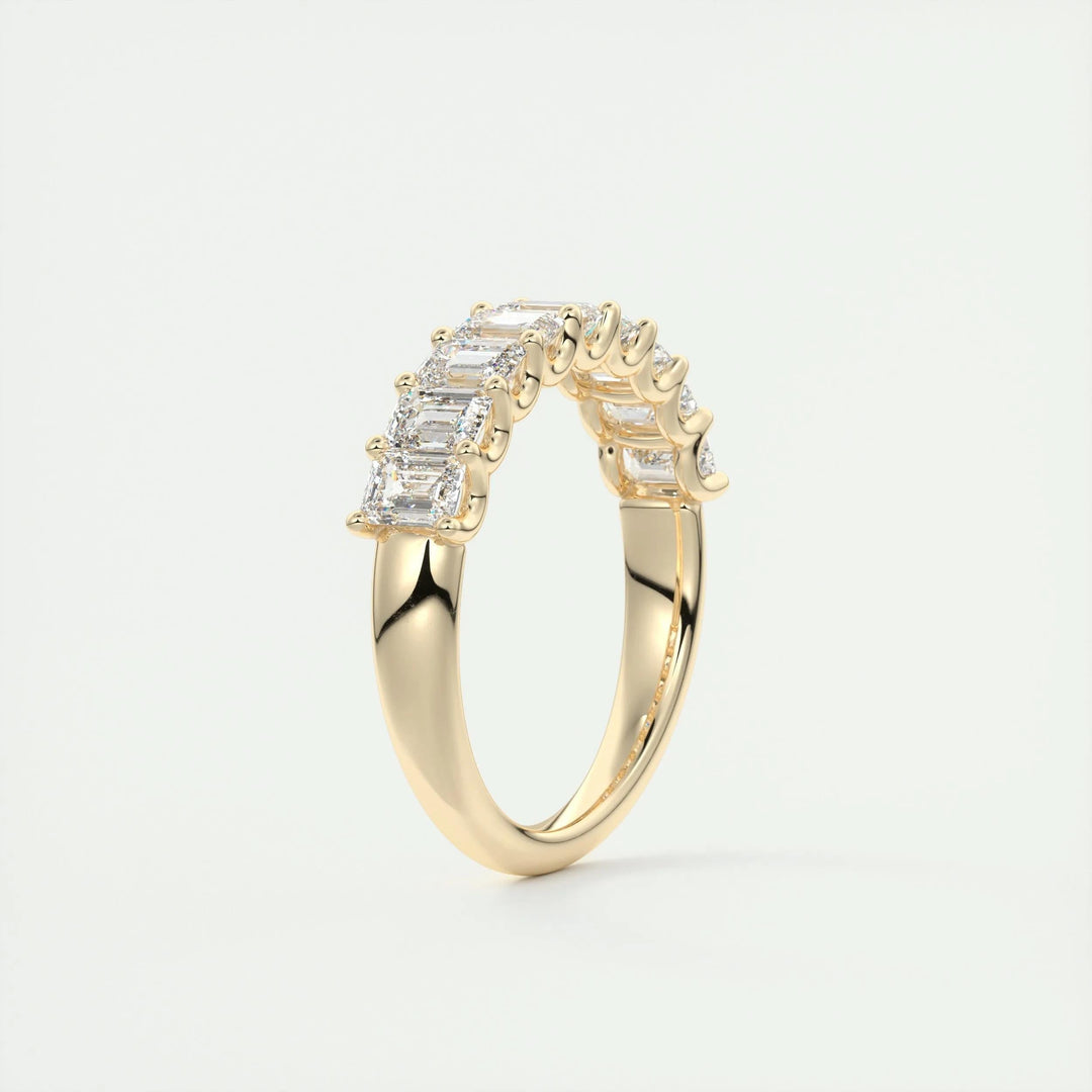 Moissanite 2.60 CT Emerald Cut Diamond Avant Garde Wedding Band