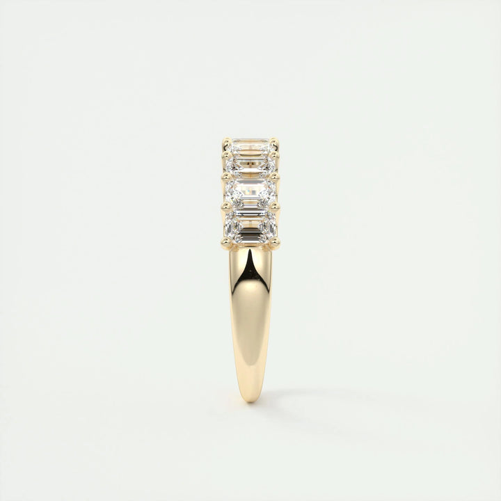 Moissanite 2.60 CT Emerald Cut Diamond Avant Garde Wedding Band