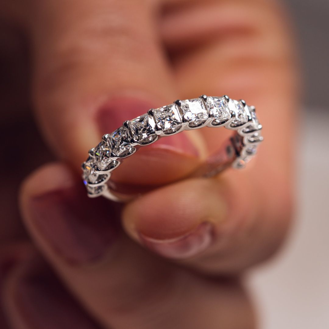 Moissanite 3.40 CT Princess Cut Diamond Anniversary Band