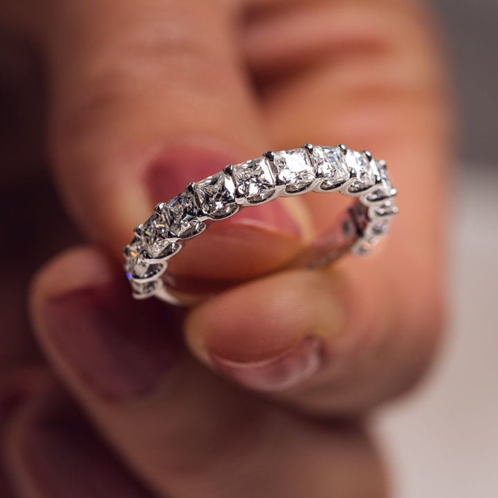 Moissanite 3.40 CT Princess Cut Diamond Anniversary Band