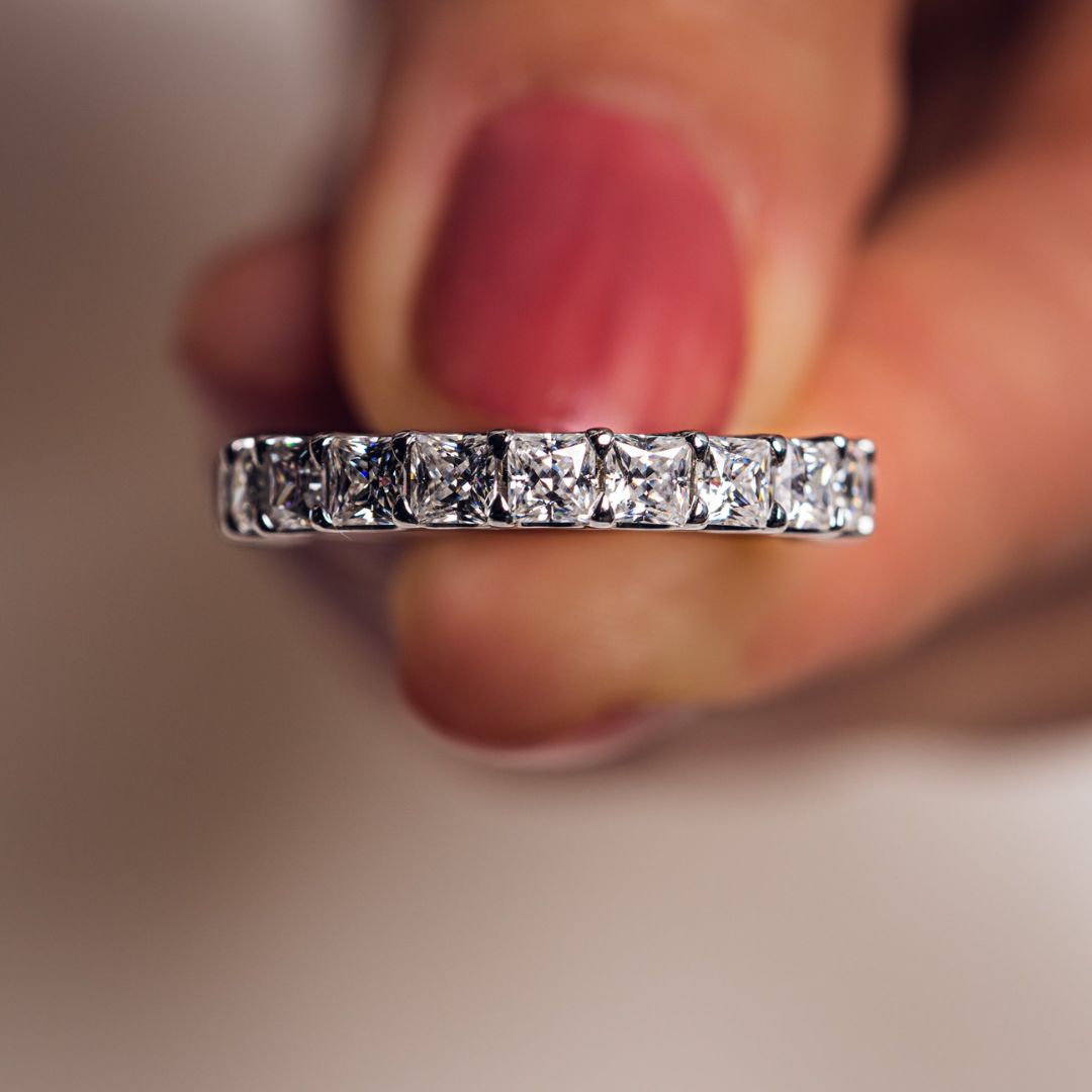 Moissanite 3.40 CT Princess Cut Diamond Anniversary Band