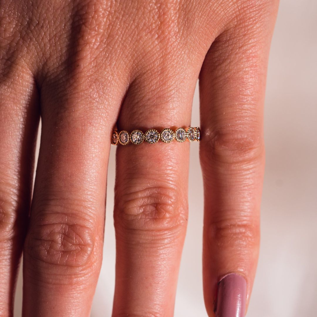 Moissanite 1.50 CT Round Cut Diamond Boho & Hippie Anniversary Band