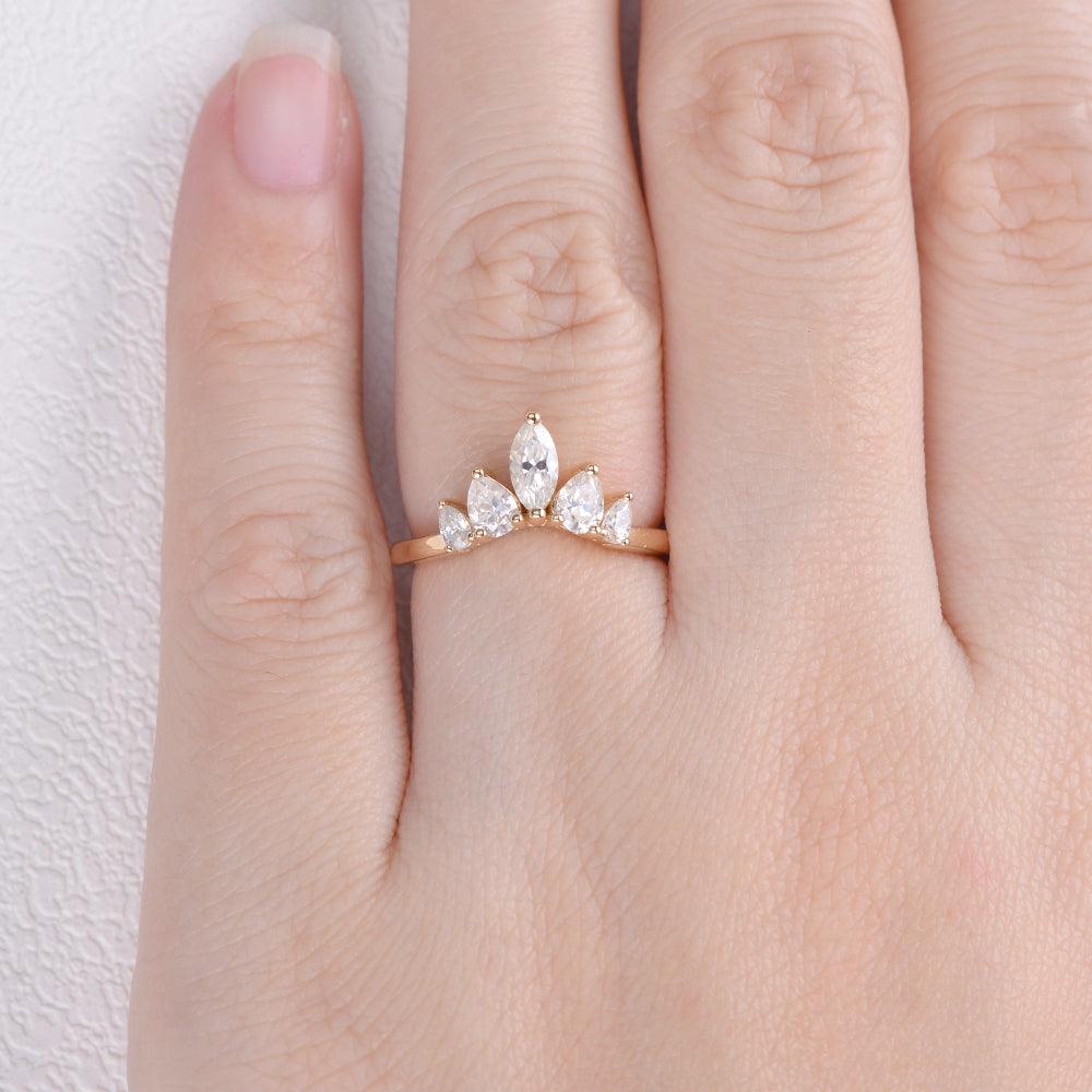 Moissanite 1.10 CT Marquise & Pear Cut Diamond Gothic Engagement Band