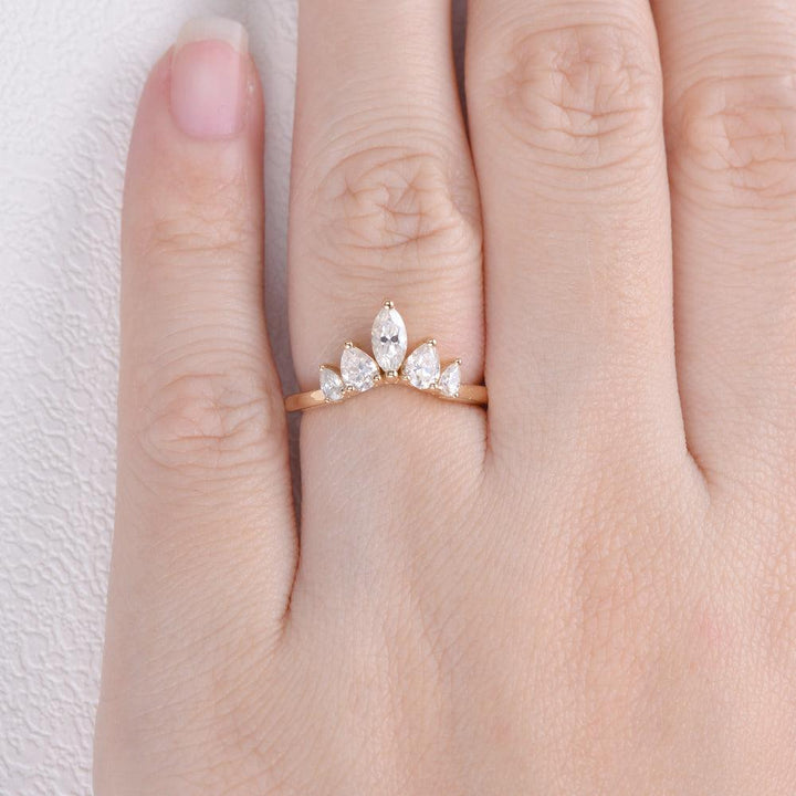 Moissanite 1.10 CT Marquise & Pear Cut Diamond Gothic Engagement Band