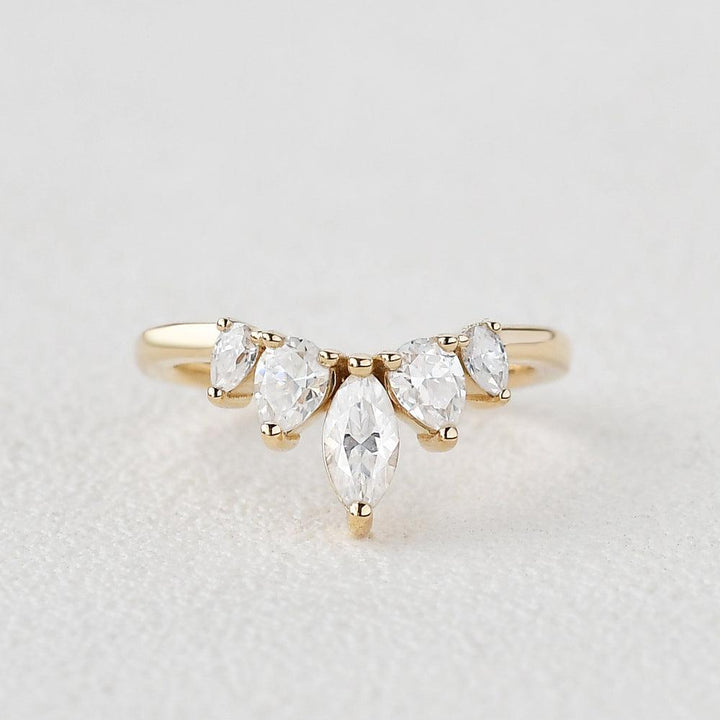 Moissanite 1.10 CT Marquise & Pear Cut Diamond Gothic Engagement Band