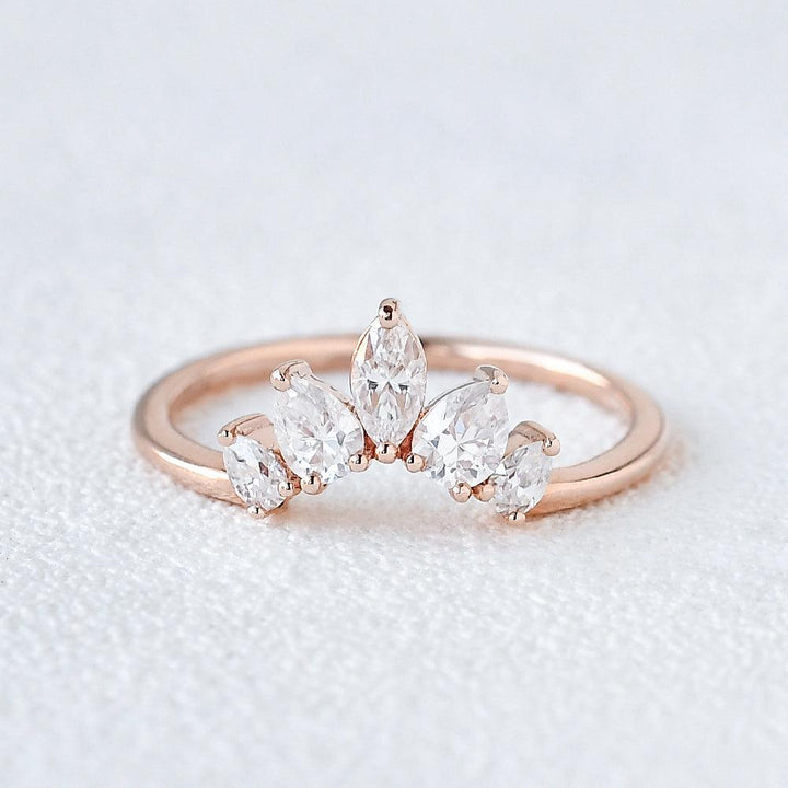 Moissanite 1.10 CT Marquise & Pear Cut Diamond Gothic Engagement Band