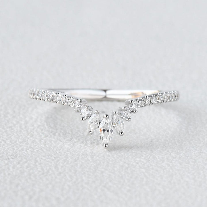Moissanite 1.20 CT Marquise & Round Cut Diamond Art Deco Wedding Band
