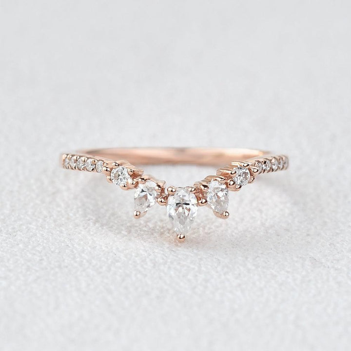 Moissanite 1.15 CT Round & Pear Cut Diamond Art Nouveau Anniversary Band