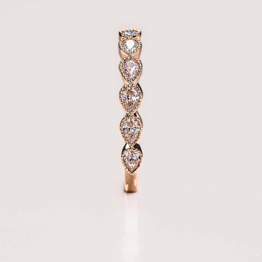 Moissanite 1.22 CT Pear Cut Diamond Edwardian Engagement Band