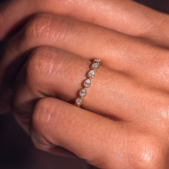 Moissanite 1.22 CT Pear Cut Diamond Edwardian Engagement Band