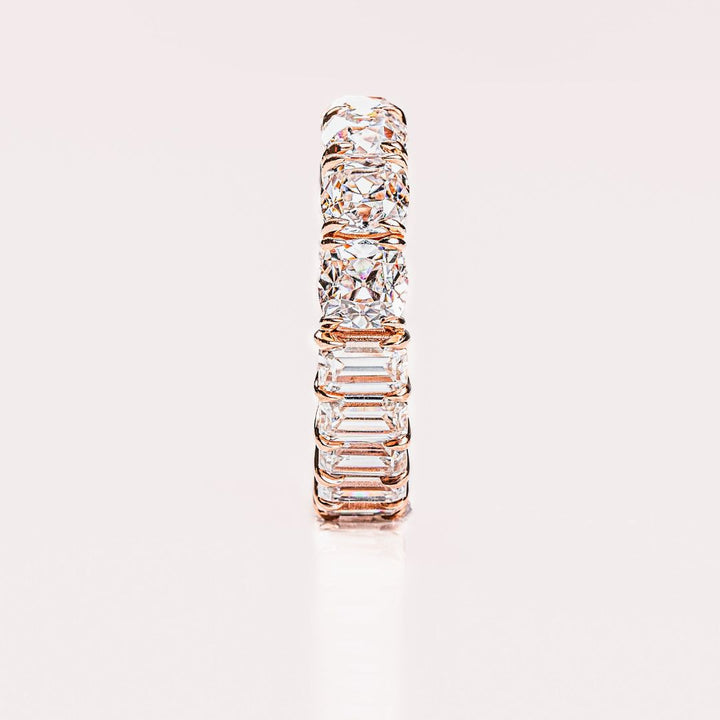 Moissanite 7.50 CT Emerald & Cushion Cut Diamond Handmade Band