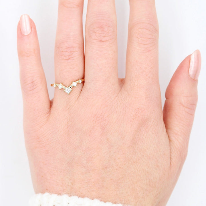 Moissanite 2.25 CT Princess Cut Diamond Avant Garde Anniversary Band