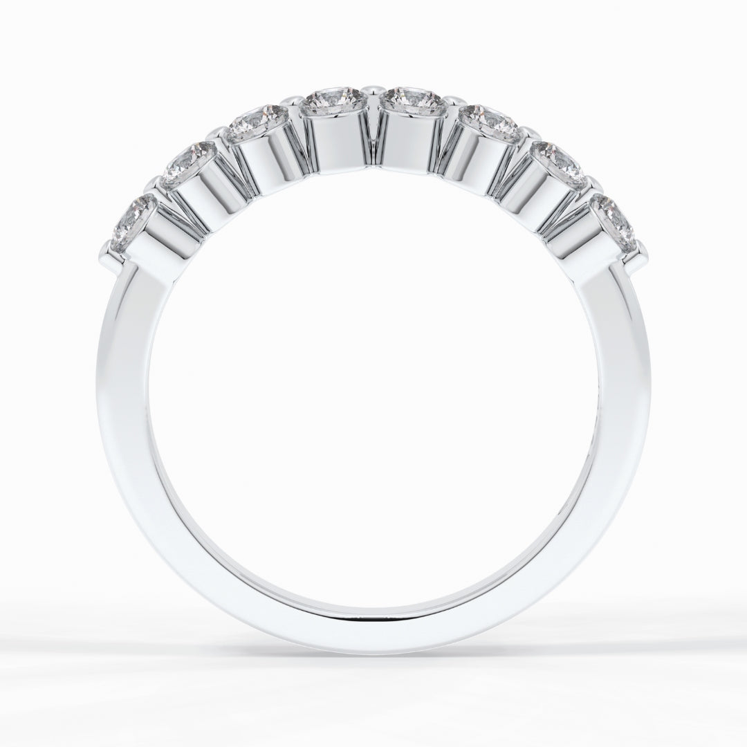 Round Cut Moissanite Diamond Wedding Band - Half Eternity