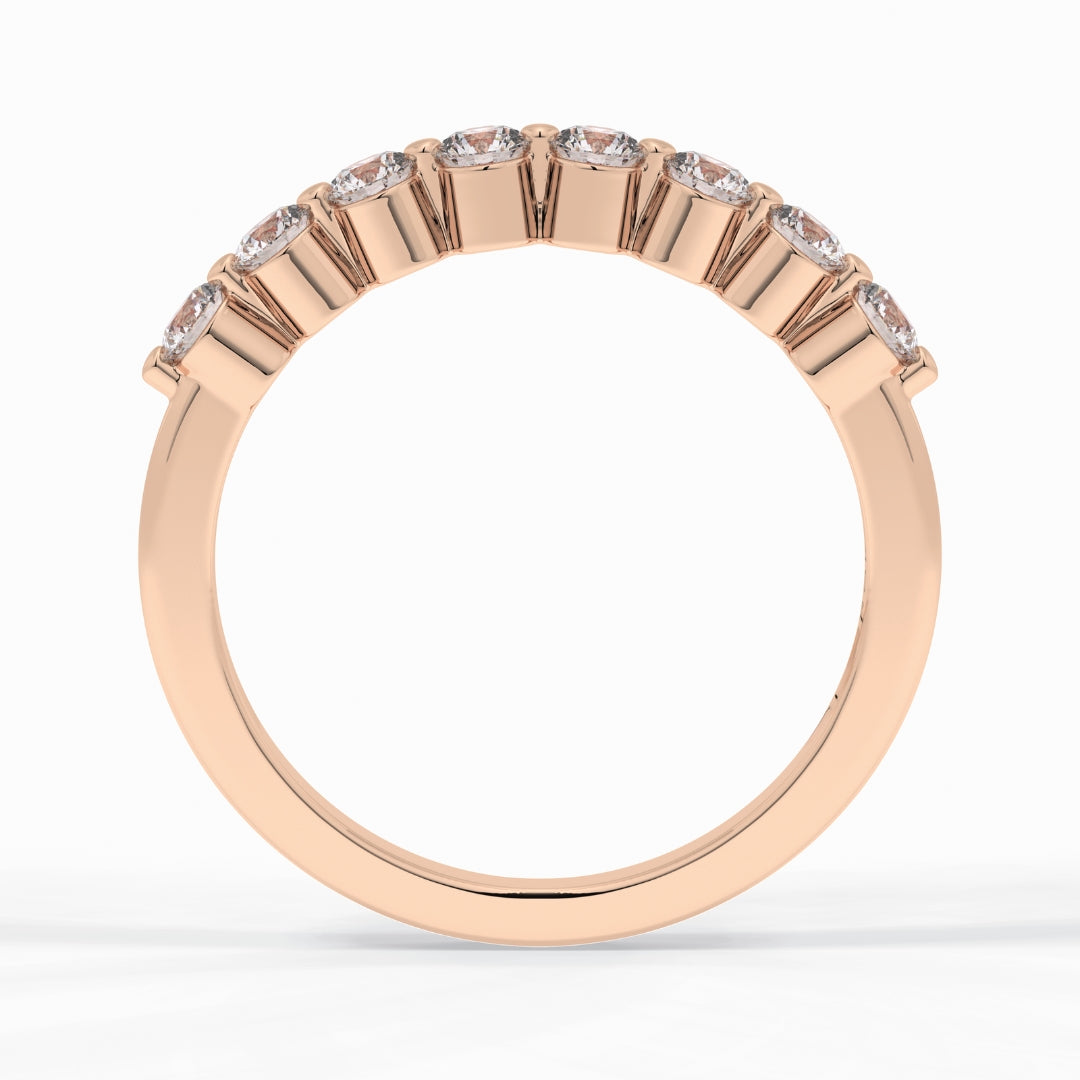 Round Cut Moissanite Diamond Wedding Band - Half Eternity