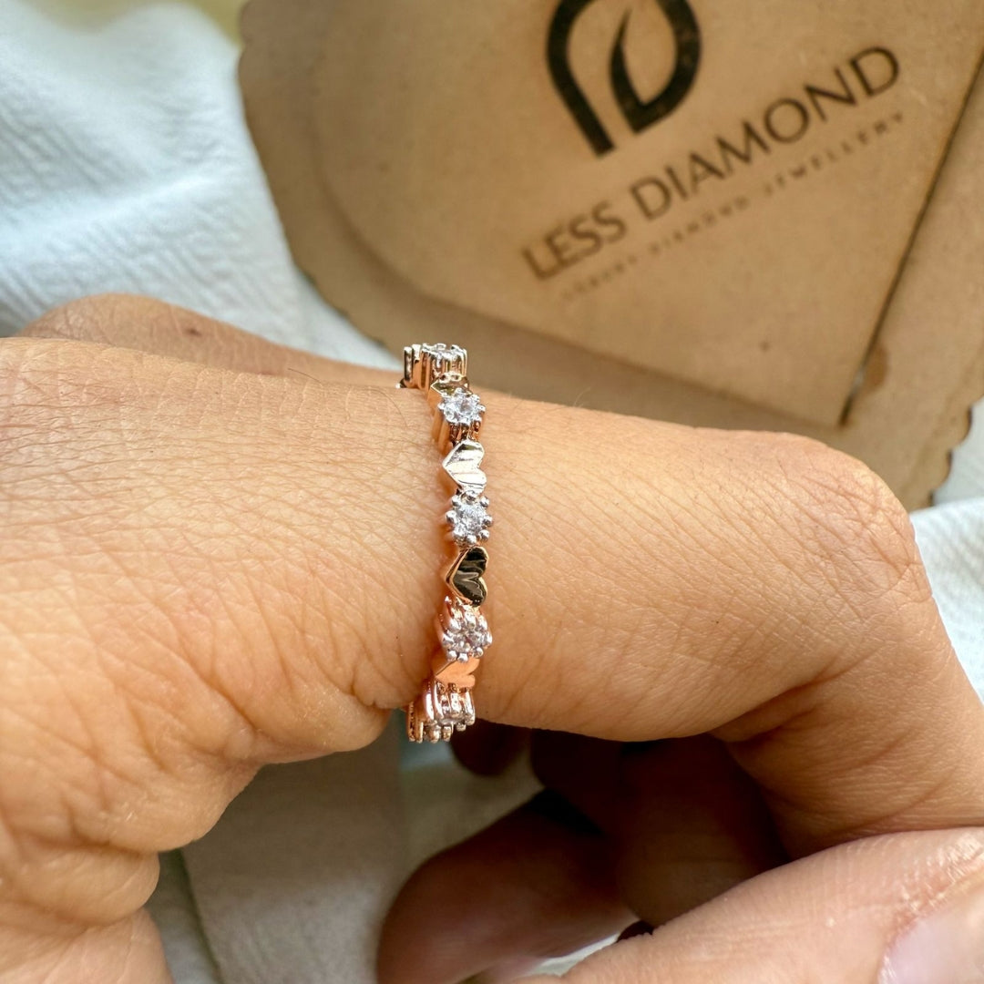 Minimalist Round Moissanite Diamond Wedding Band with Heart Design