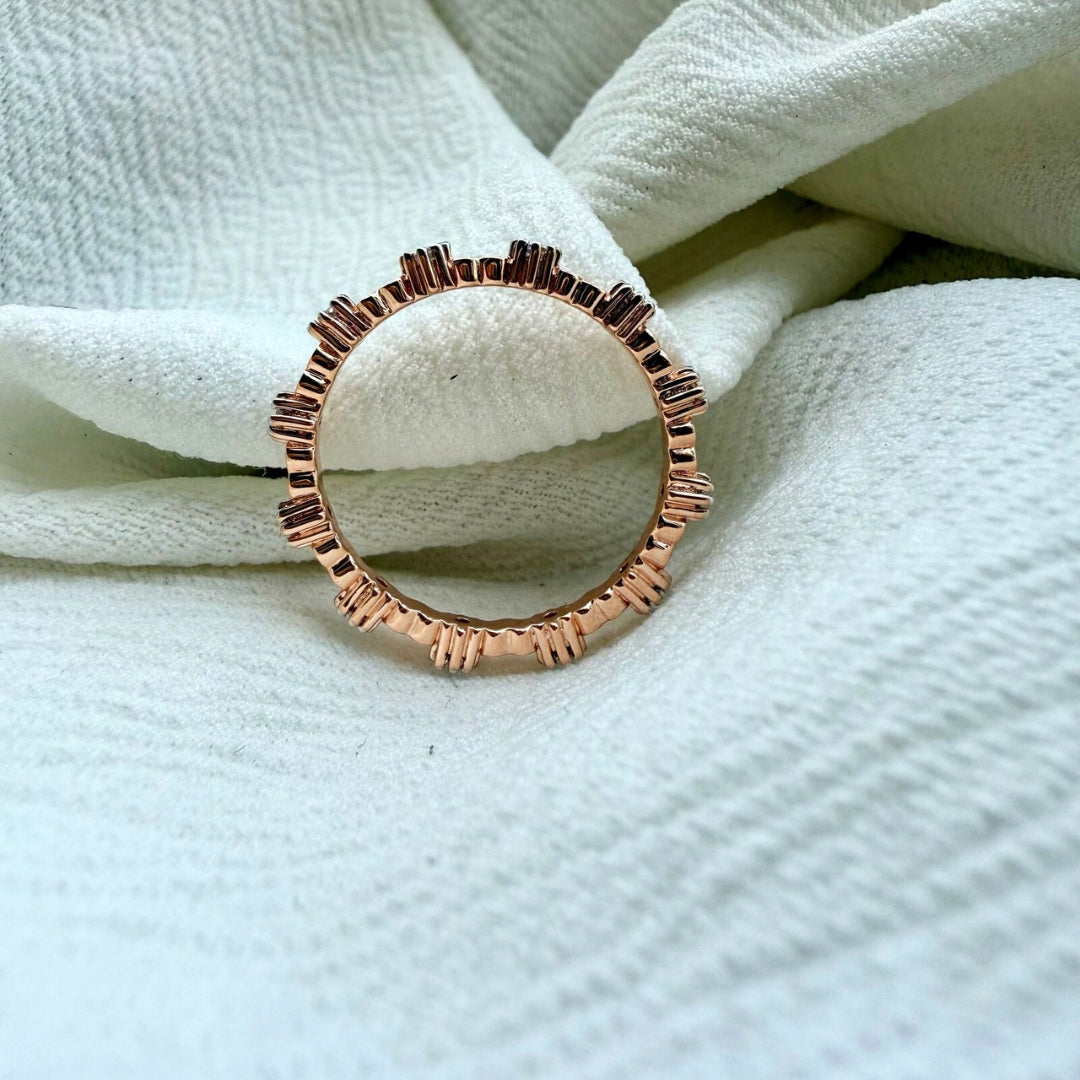 Minimalist Round Moissanite Diamond Wedding Band with Heart Design