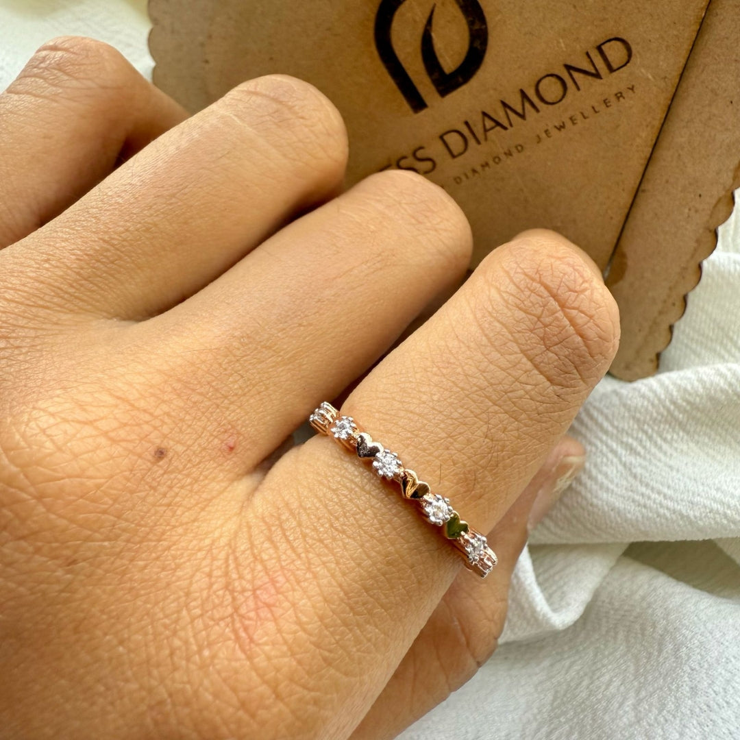 Minimalist Round Moissanite Diamond Wedding Band with Heart Design
