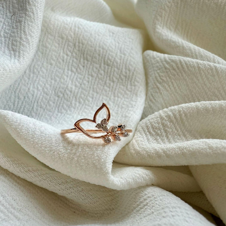 Nature Inspired Diamond Rose Gold Wedding Band