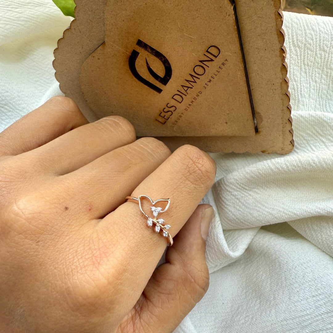 Nature Inspired Diamond Rose Gold Wedding Band