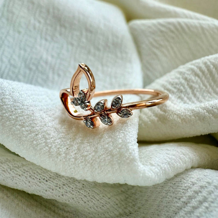 Nature Inspired Diamond Rose Gold Wedding Band