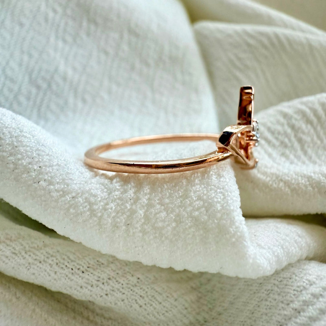 Nature Inspired Diamond Rose Gold Wedding Band