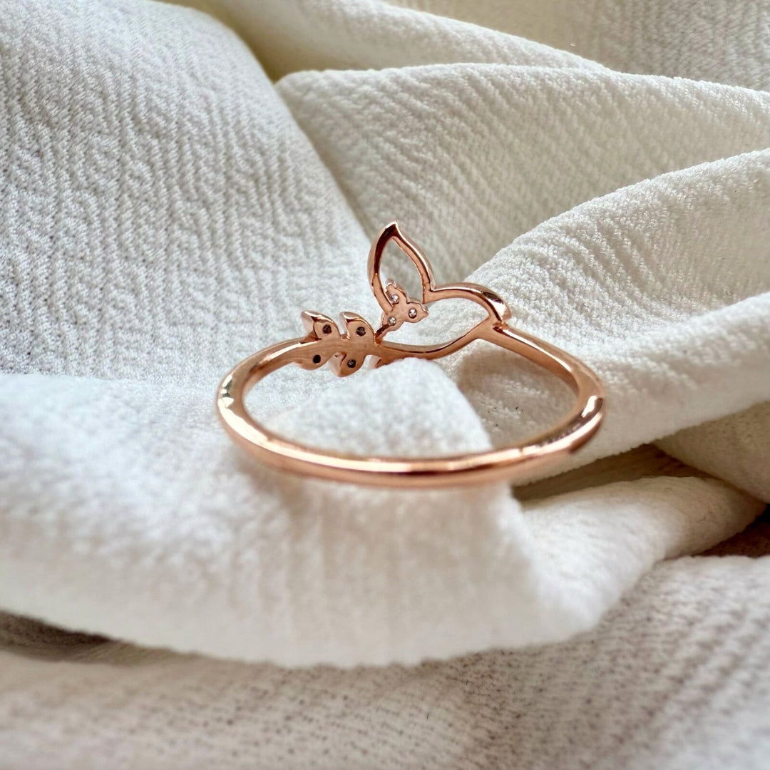 Nature Inspired Diamond Rose Gold Wedding Band
