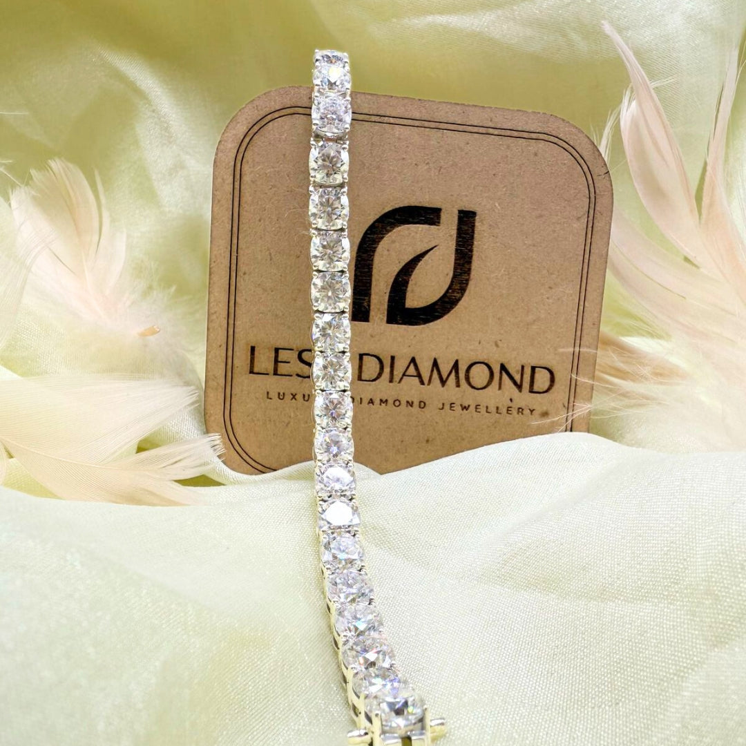 Stately Moissanite 9.66 CT Round Cut Diamond Tennis Bracelet for Wear