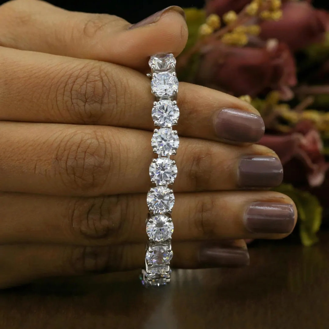 Stately Moissanite 9.66 CT Round Cut Diamond Tennis Bracelet for Wear