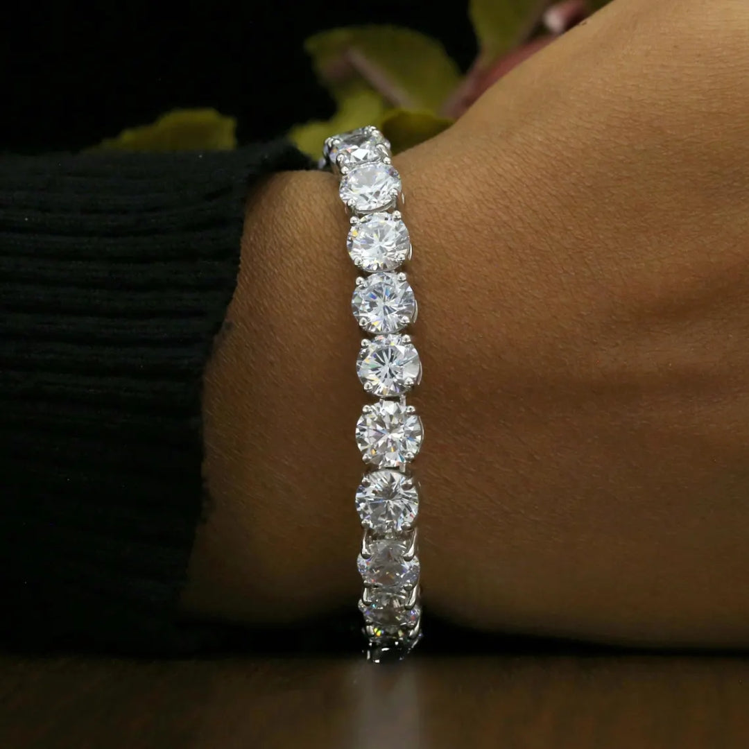 Stately Moissanite 9.66 CT Round Cut Diamond Tennis Bracelet for Wear