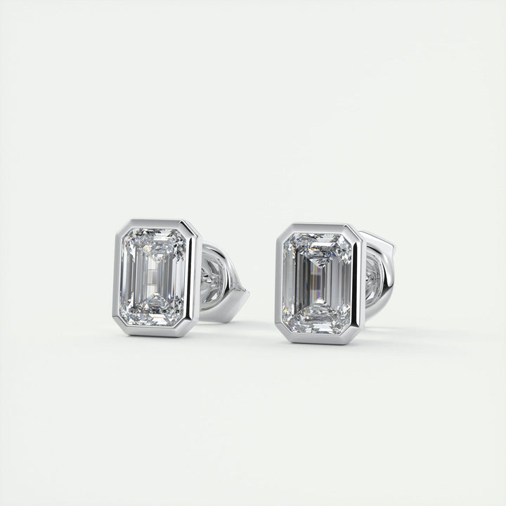 Moissanite 1.40 CT Emerald Diamond Minimalist Stud Earring