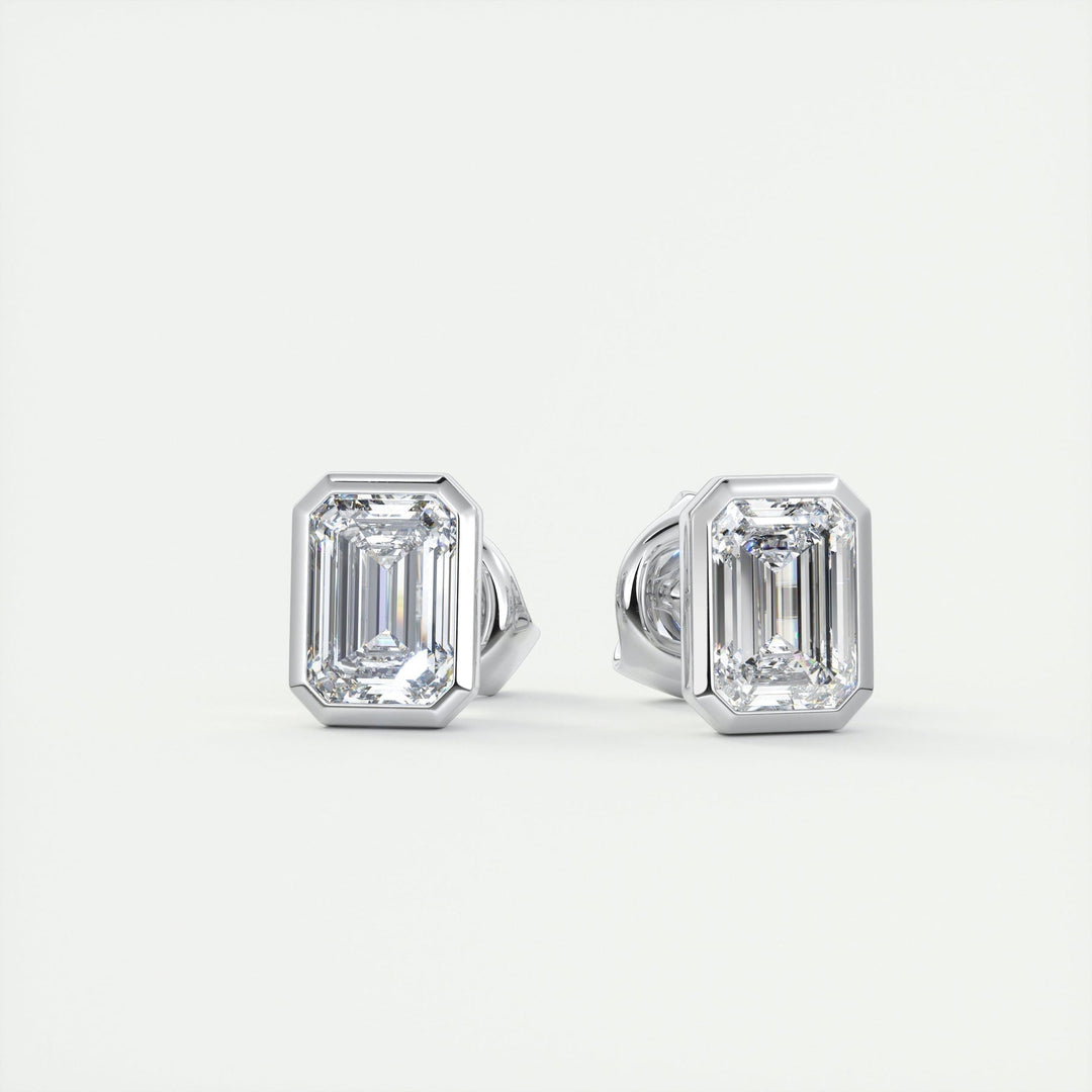Moissanite 1.40 CT Emerald Diamond Minimalist Stud Earring