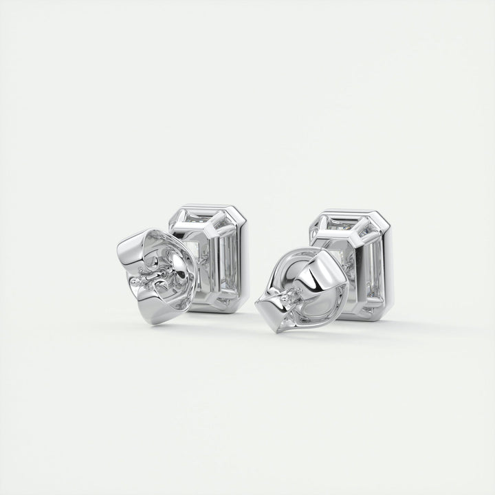 Moissanite 1.40 CT Emerald Diamond Minimalist Stud Earring