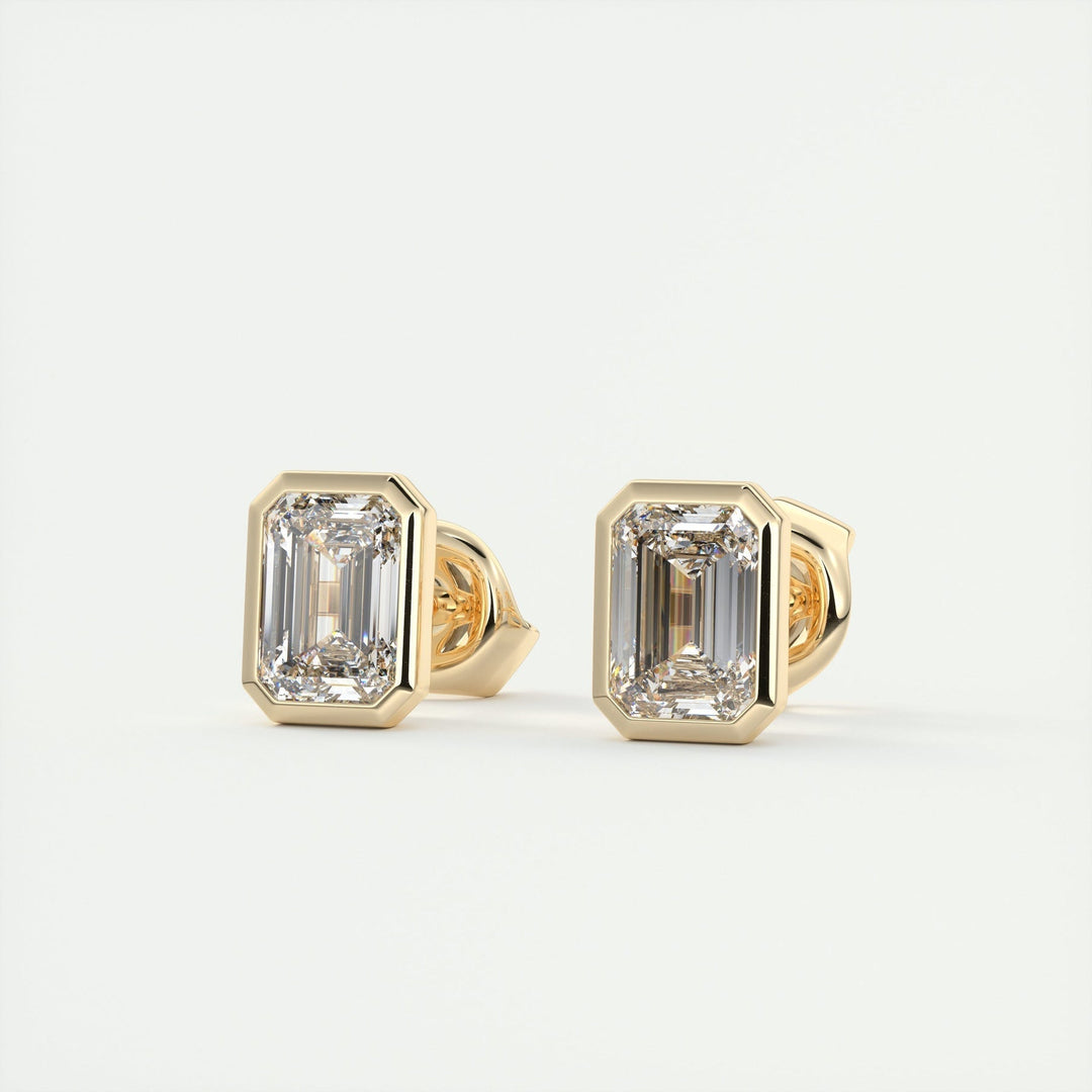 Moissanite 1.40 CT Emerald Diamond Minimalist Stud Earring