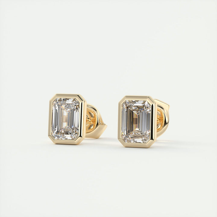 Moissanite 1.40 CT Emerald Diamond Minimalist Stud Earring