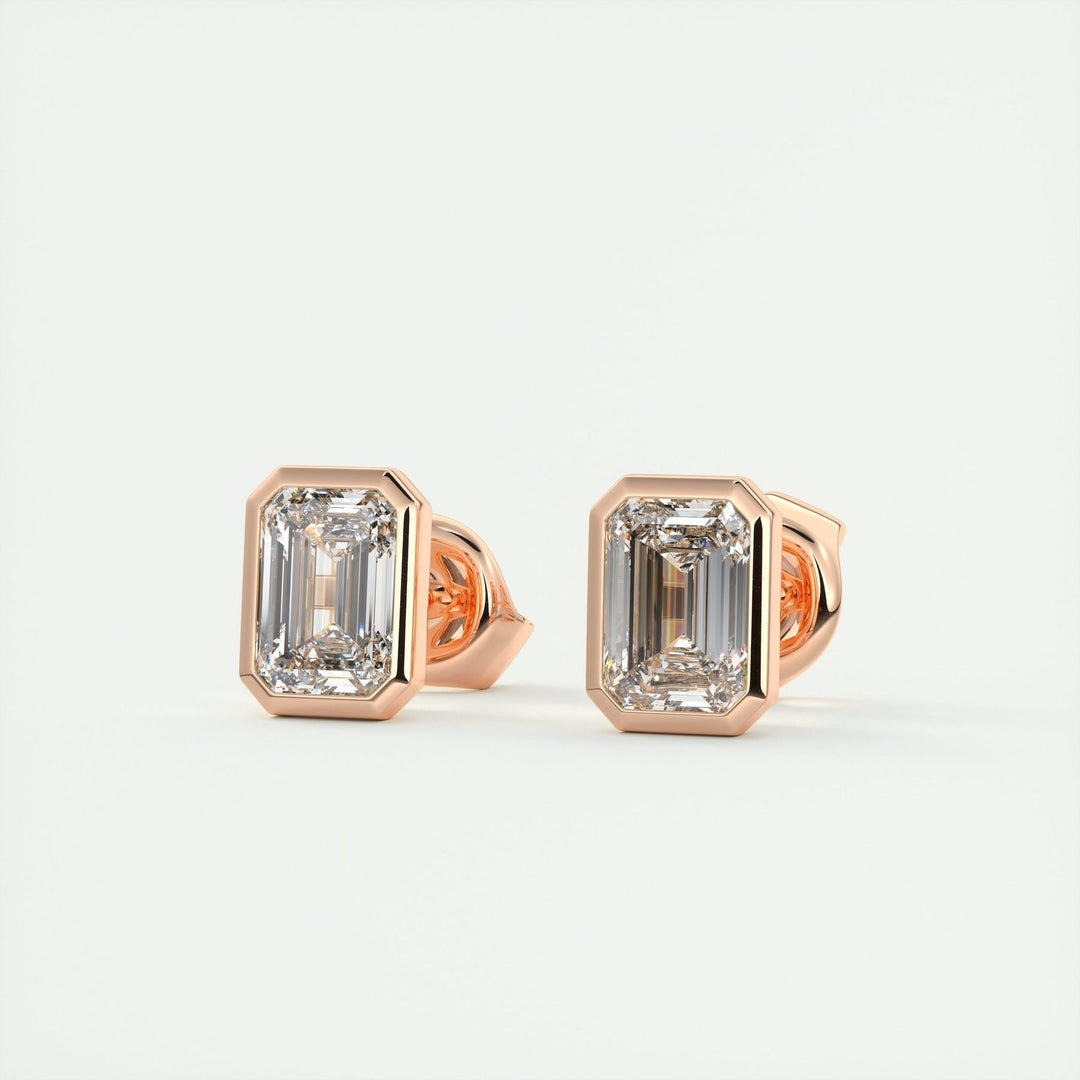 Moissanite 1.40 CT Emerald Diamond Minimalist Stud Earring