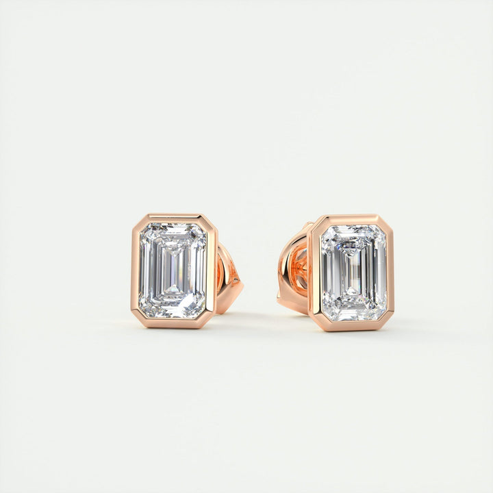 Moissanite 1.40 CT Emerald Diamond Minimalist Stud Earring