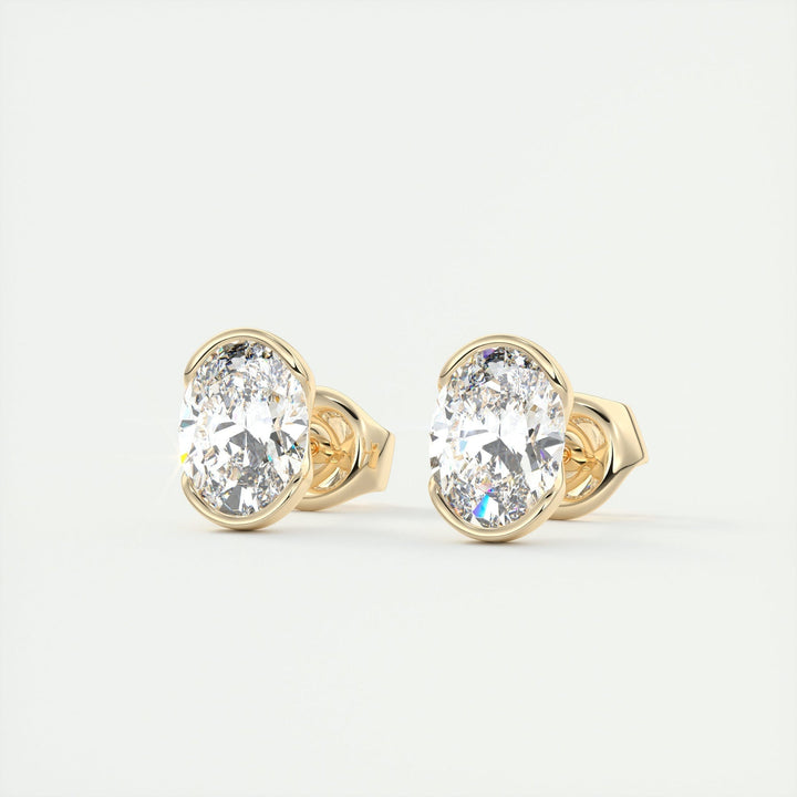 Moissanite 1.20 CT Oval Diamond Brutalist Stud Earring