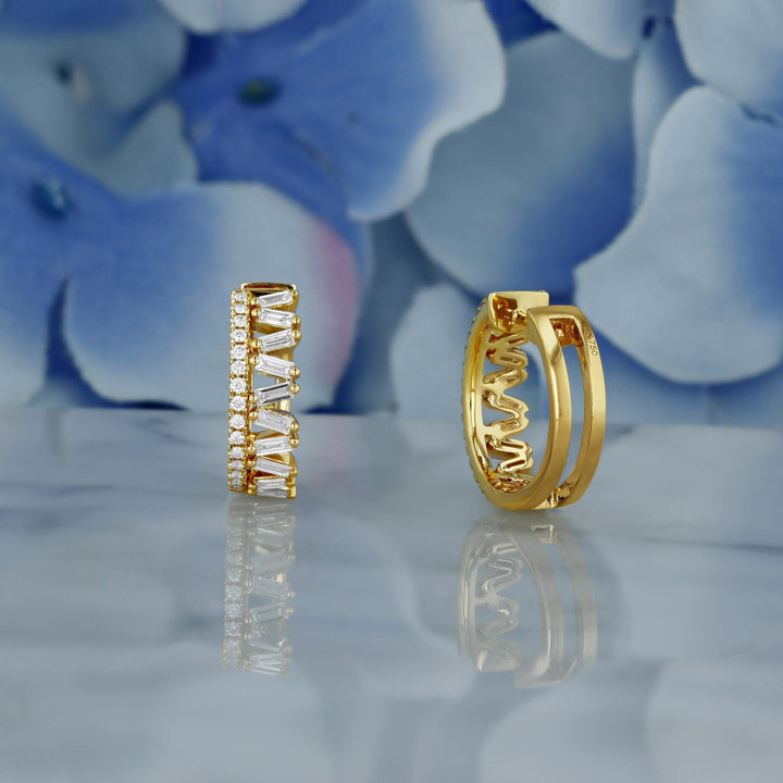 Moissanite 1.30 CT Round & Baguette Diamond Hoop Earring