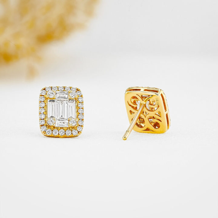 Moissanite 1.60 CT Round & Baguette Diamond Fashion Earring