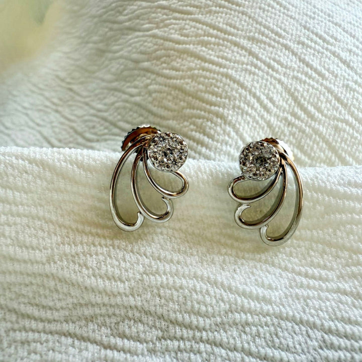 White Gold Floral Charm Diamond Fashion Earrings