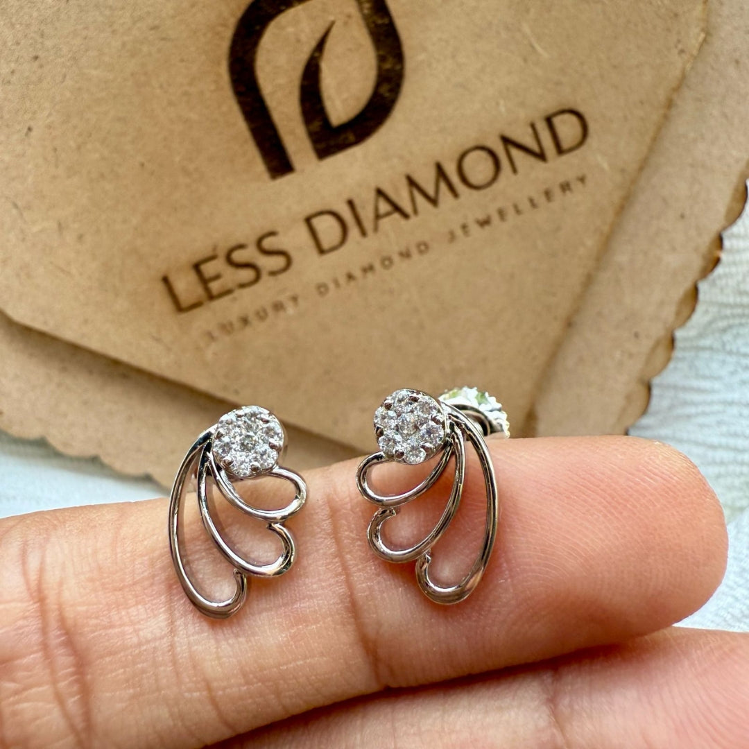 White Gold Floral Charm Diamond Fashion Earrings