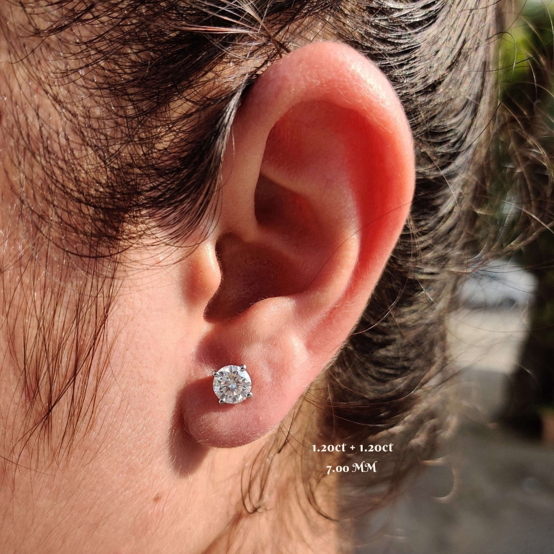 Moissanite Round Stud Earrings Gift for Her