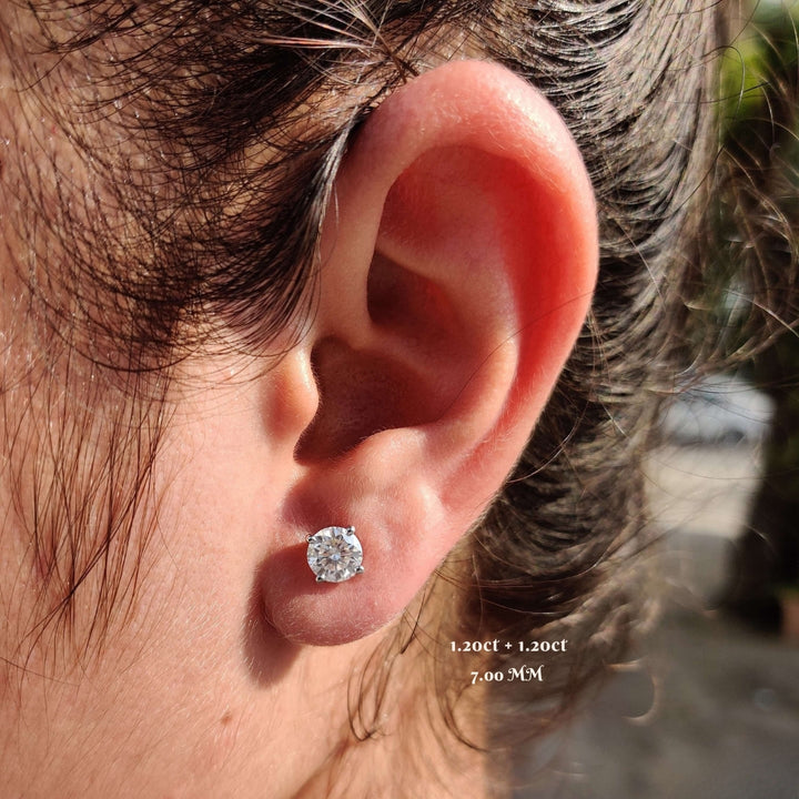 Moissanite Round Stud Earrings Gift for Her