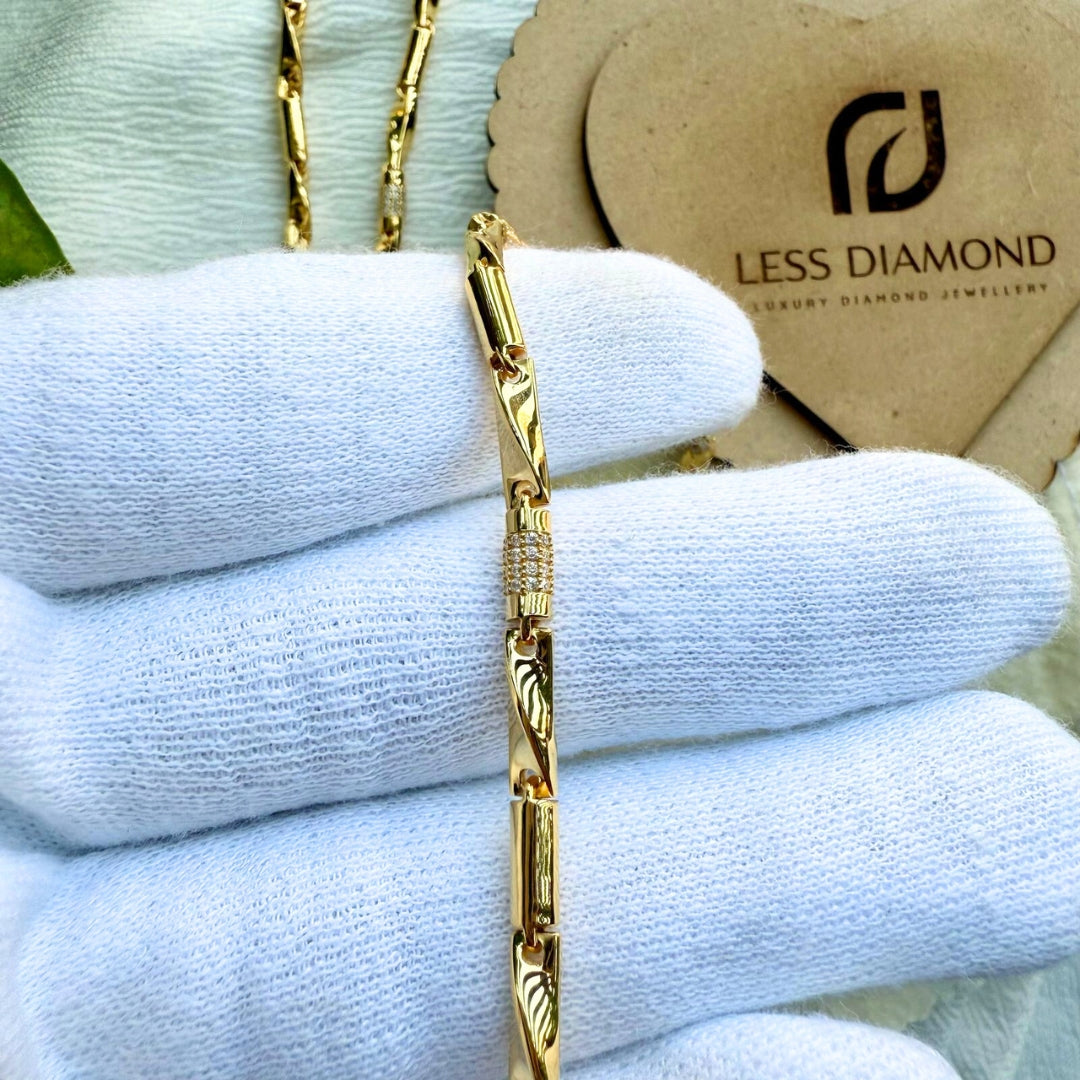 Geometric Chic Gold & Diamond Necklace For Men