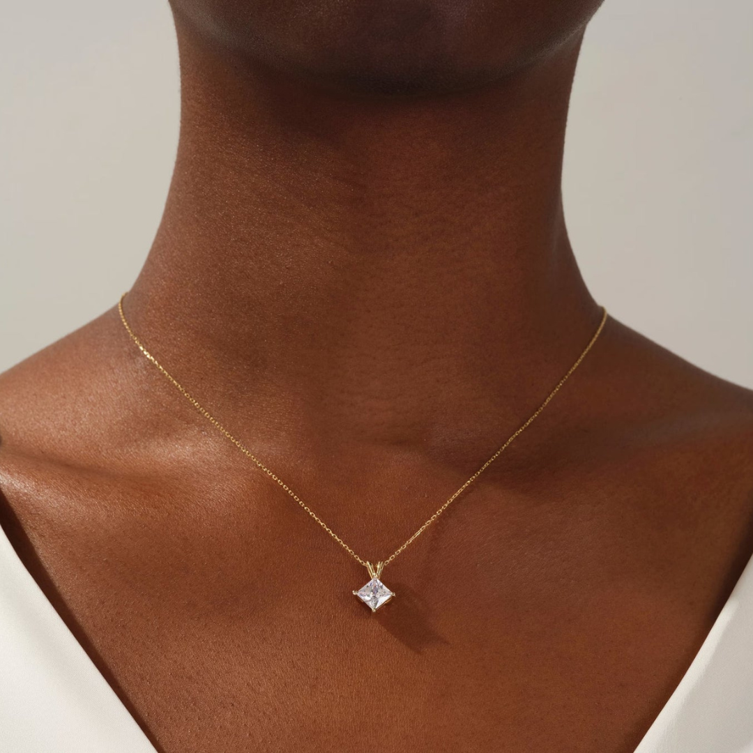 Moissanite 1.40 CT Princess Diamond Necklace