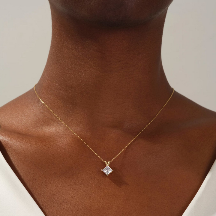 Moissanite 1.40 CT Princess Diamond Necklace